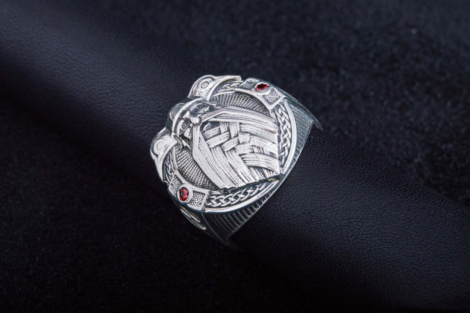 Bague Odin et Corbeau Viking — Argent 925