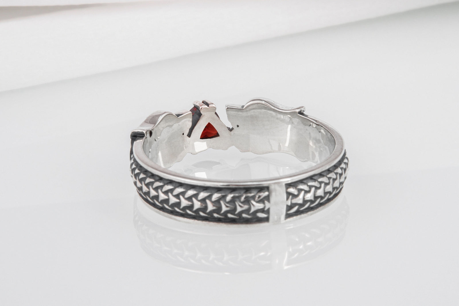 Bague Loup et Fenrir sertie de pierres — Argent 925