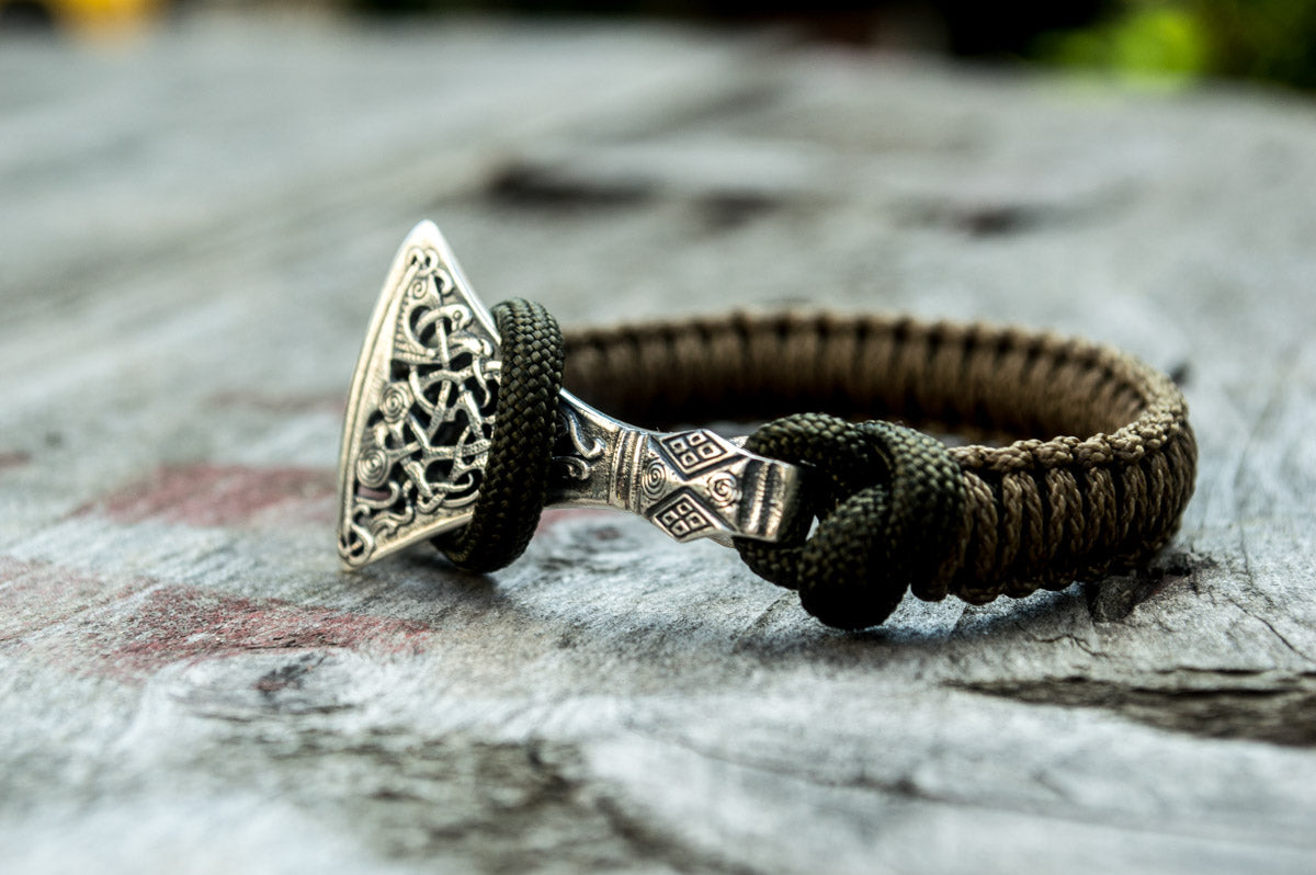 Bracelet Paracorde Hache Viking Bjorn — Argent 925