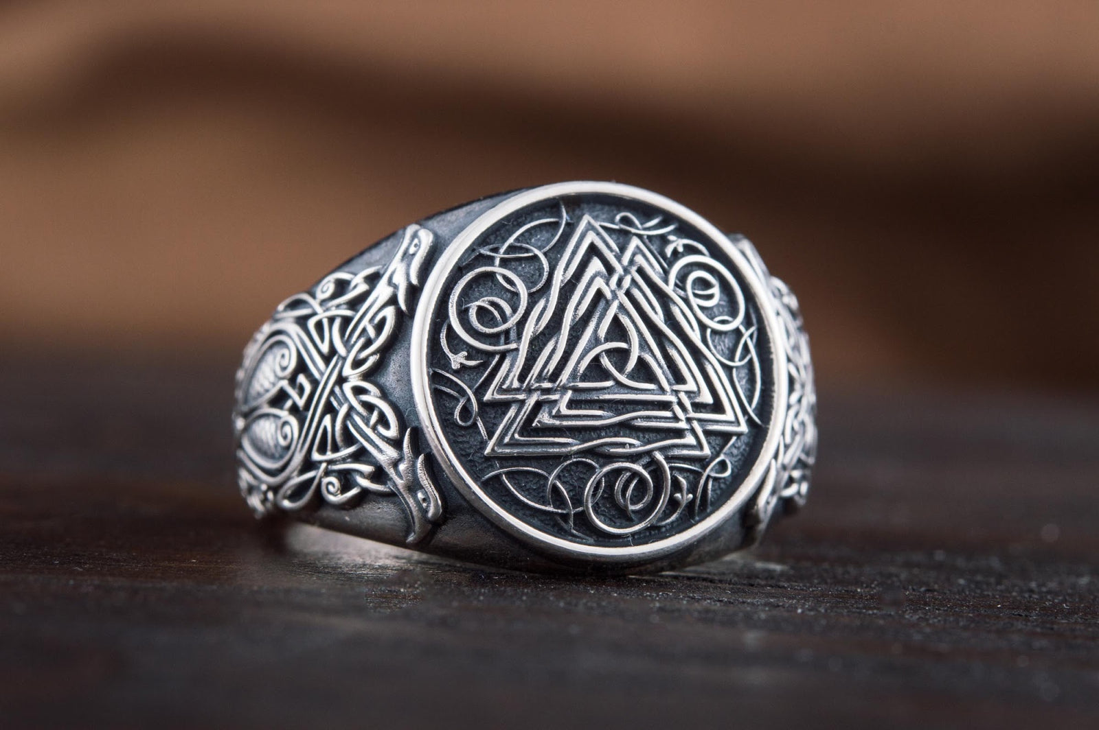 Bague Valknut et Ornement Chevalière — Argent 925