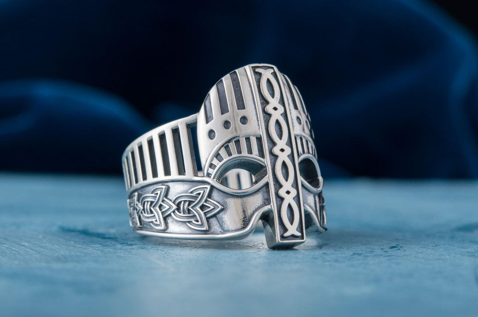 Bague Casque et Ornement — Argent 925