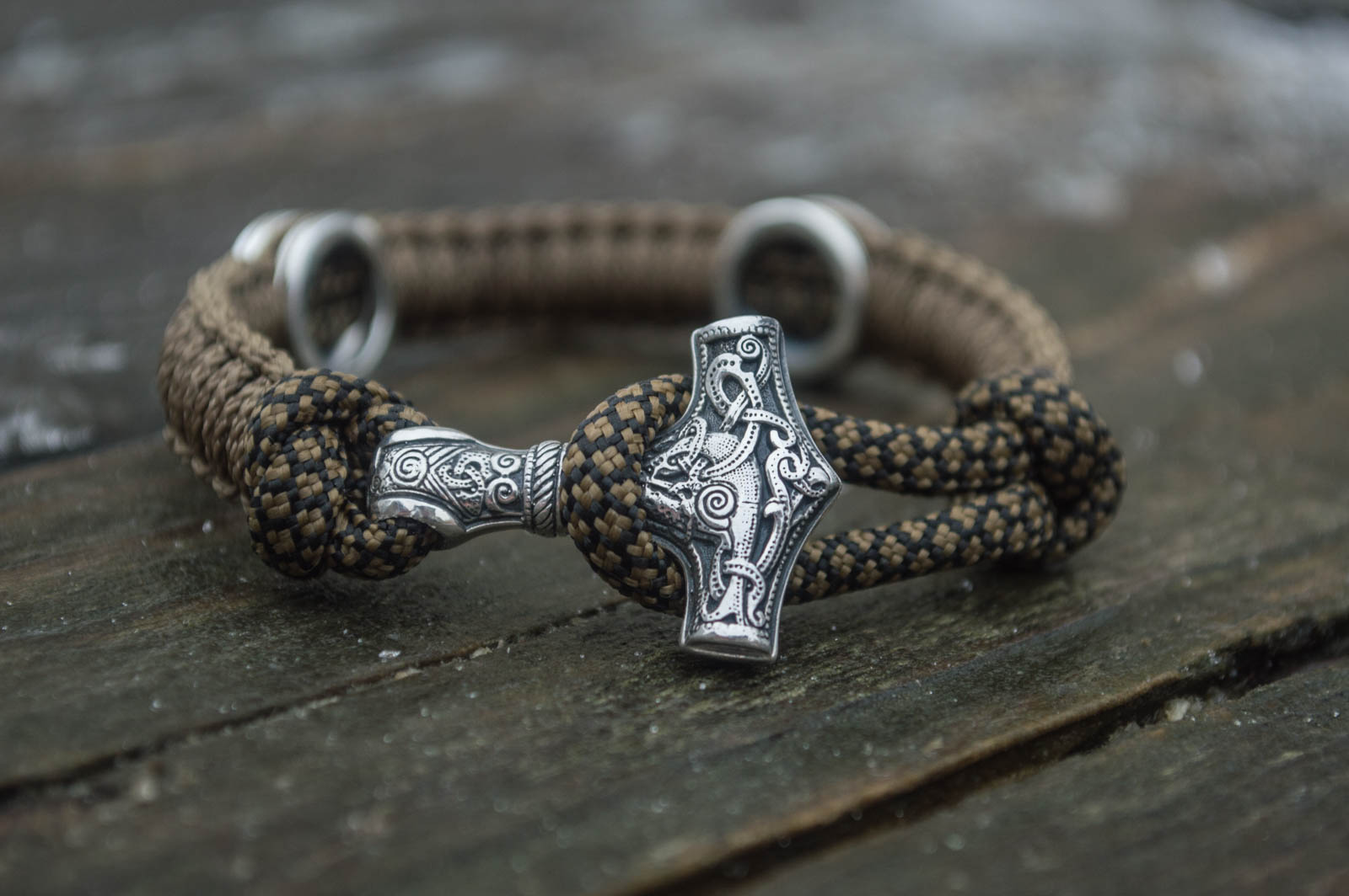 Bracelet Paracorde Marteau de Thor Rollon — Argent 925