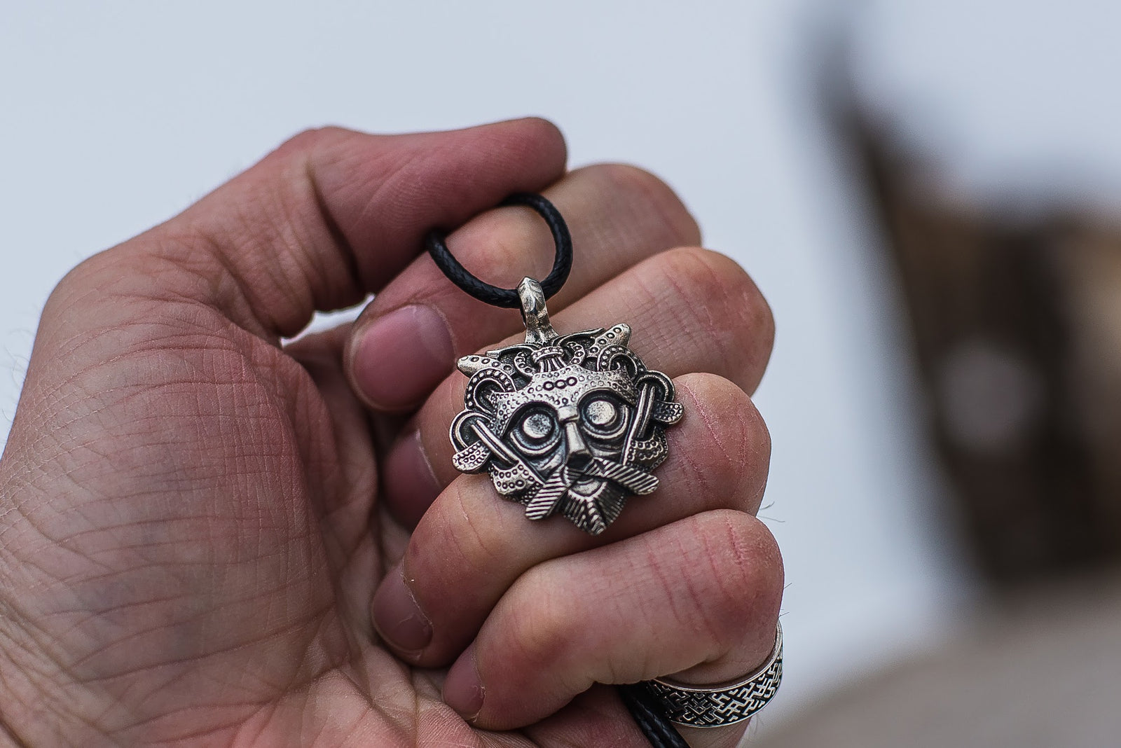Pendentif Masque et Amulette — Argent 925