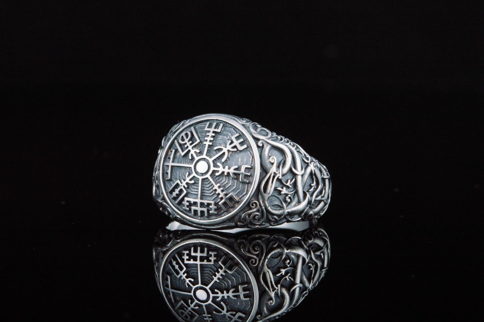 Bague Vegvisir et Style Urnes — Argent 925
