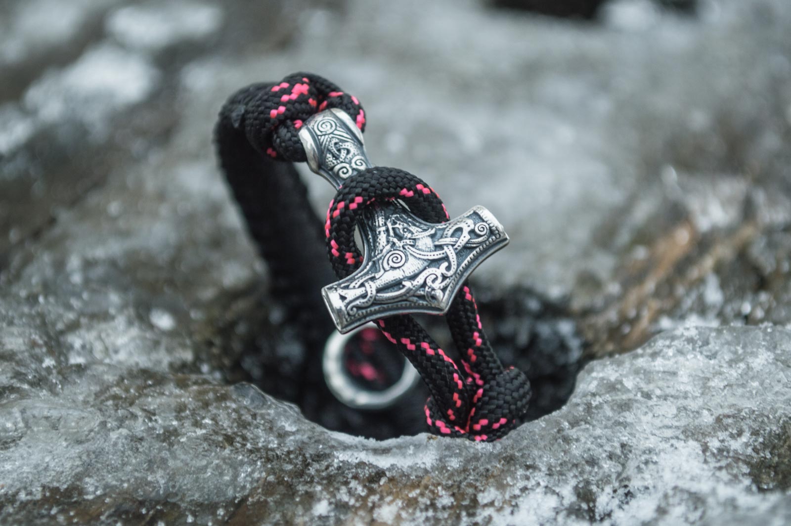 Bracelet Paracorde Marteau de Thor Olaf — Argent 925
