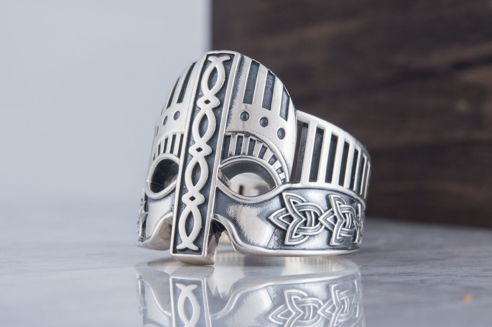Bague Casque et Ornement — Argent 925