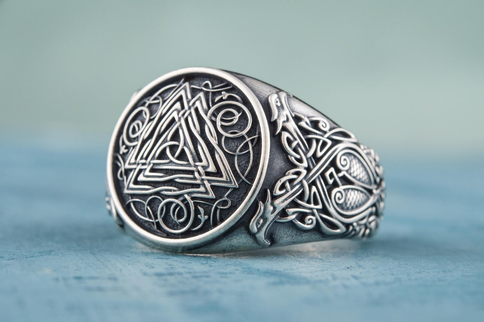 Bague Valknut et Ornement Chevalière — Argent 925