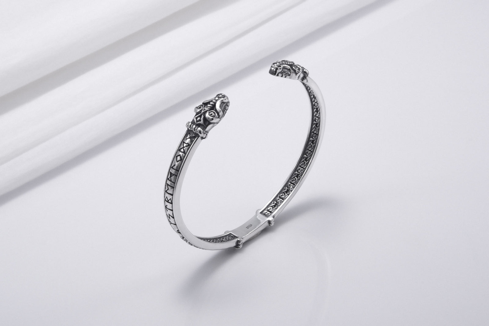 Bracelet Jörmungand et Futhark Ancien — Argent 925
