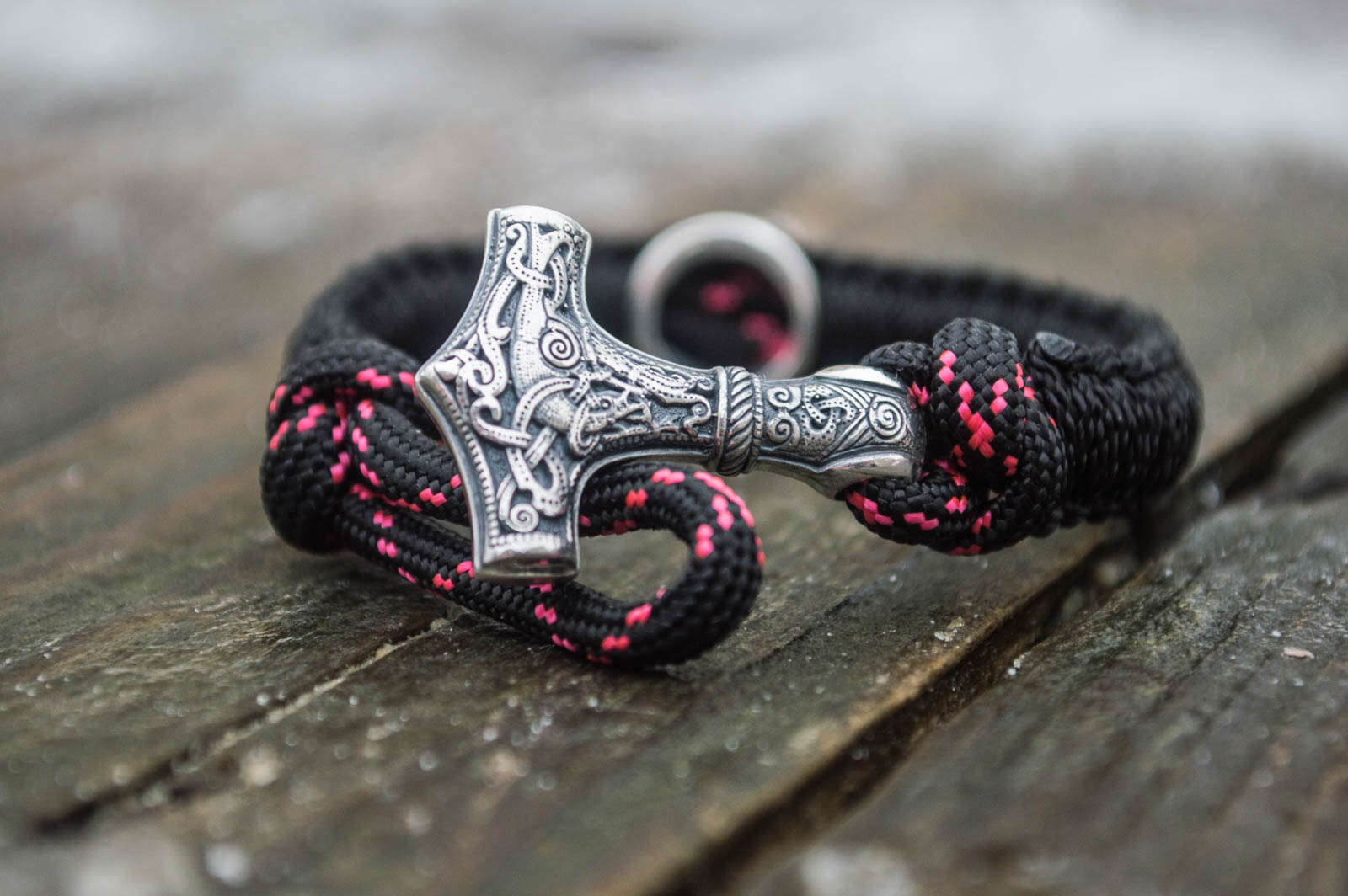 Bracelet Paracorde Marteau de Thor Olaf — Argent 925