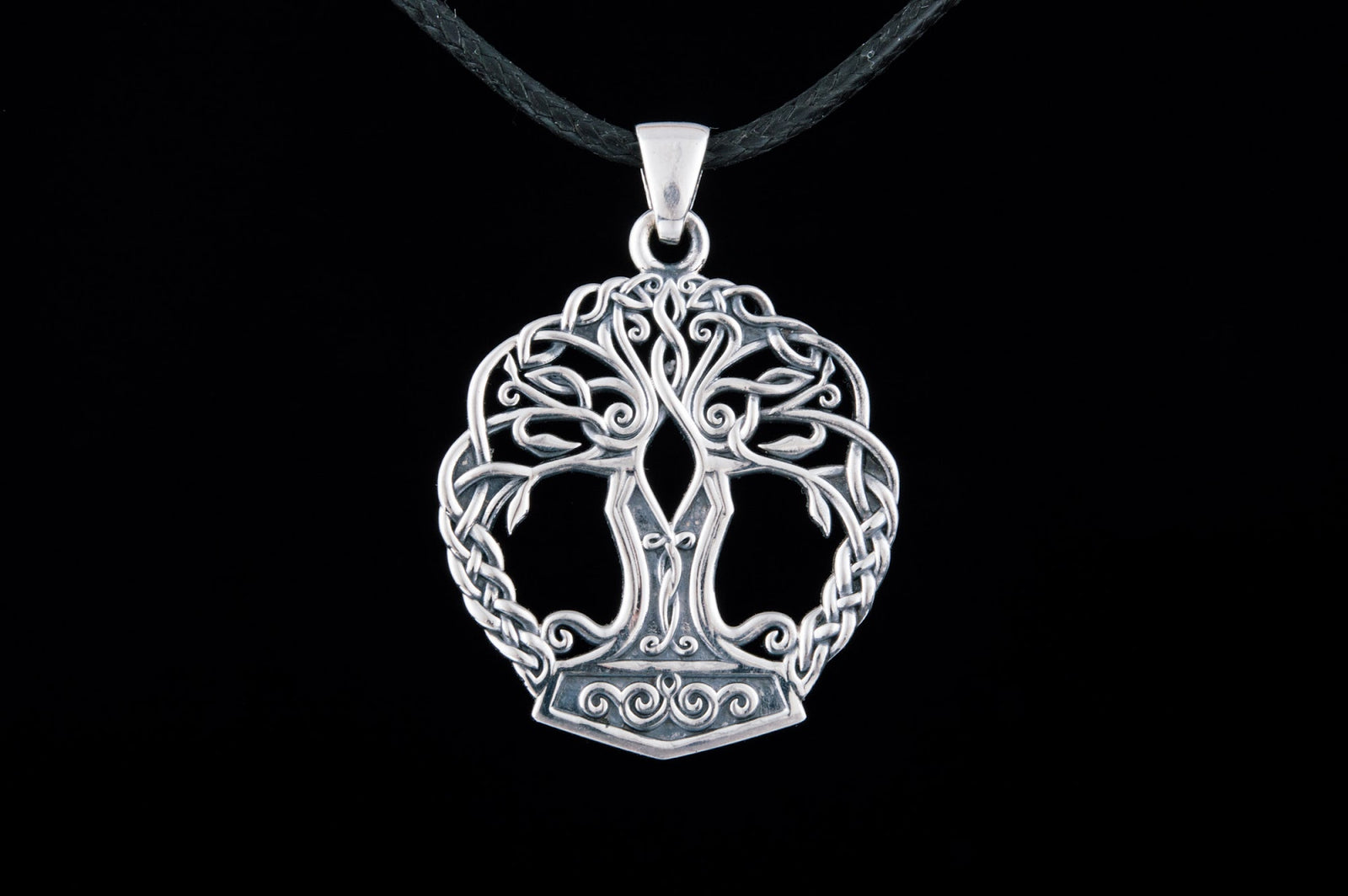 Pendentif Yggdrasil et Mjölnir — Argent 925