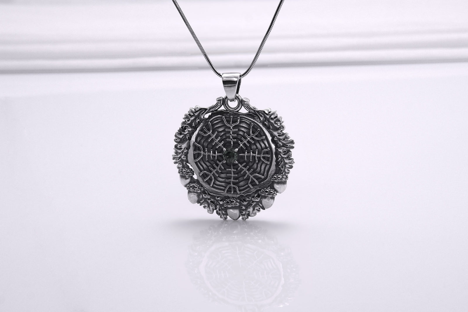 Pendentif Aegishjalmur et Bois — Argent 925