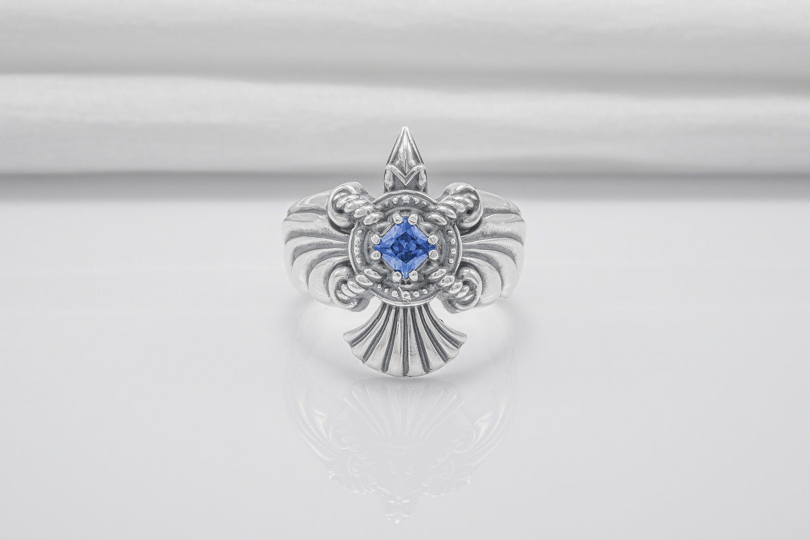 Bague Corbeau pierre bleue — Argent 925