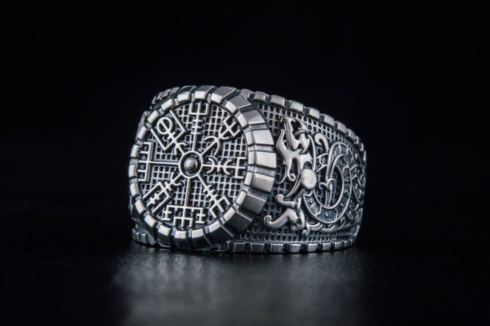 Bague Vegvisir et Ornement Massive — Argent 925