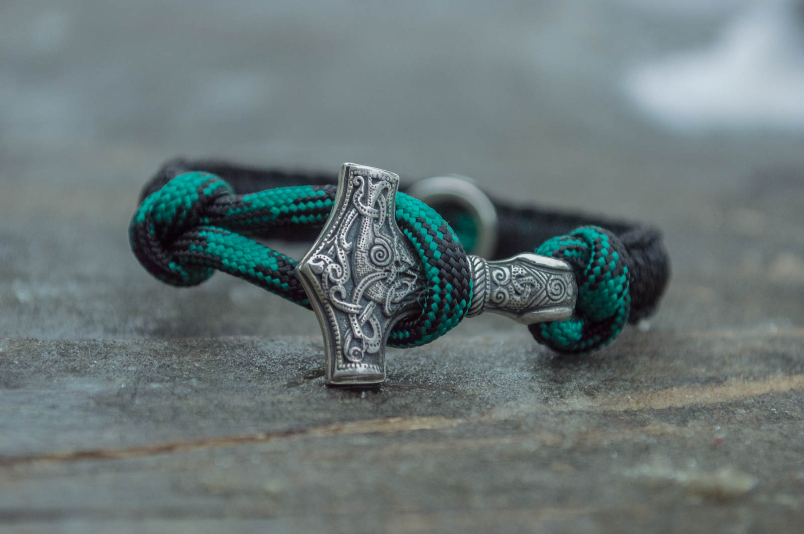 Bracelet Paracorde Marteau de Thor Sven — Argent 925