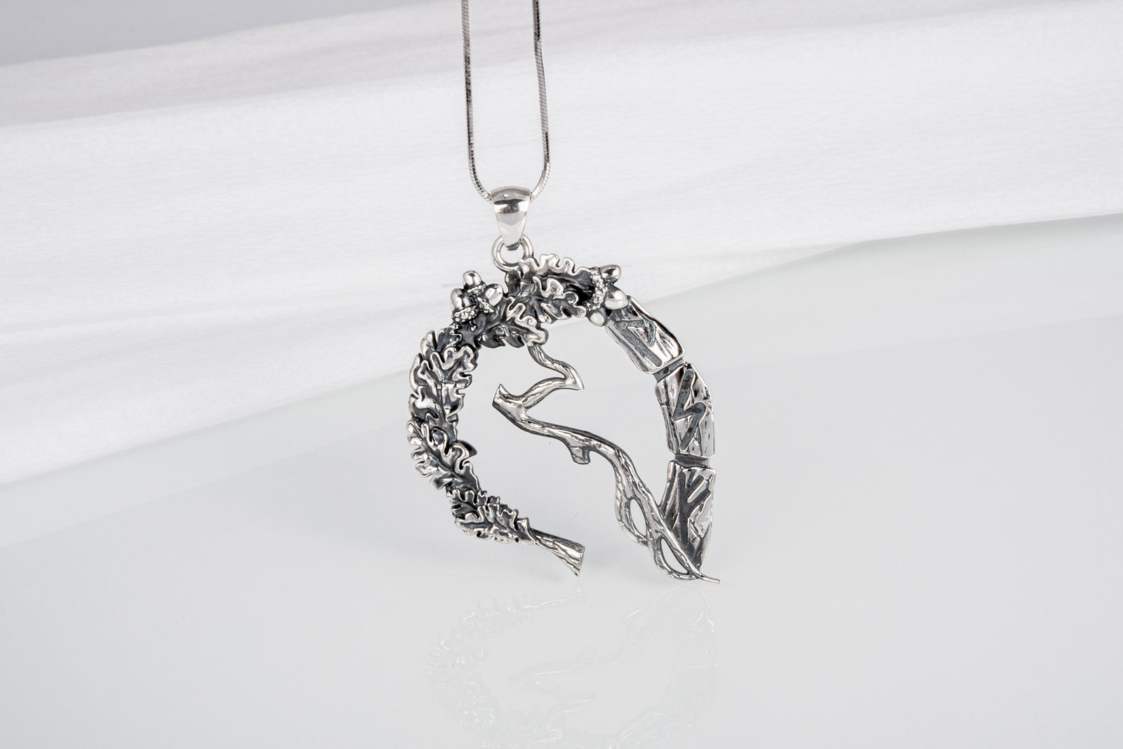Pendentif Chêne et Feuillage — Argent 925