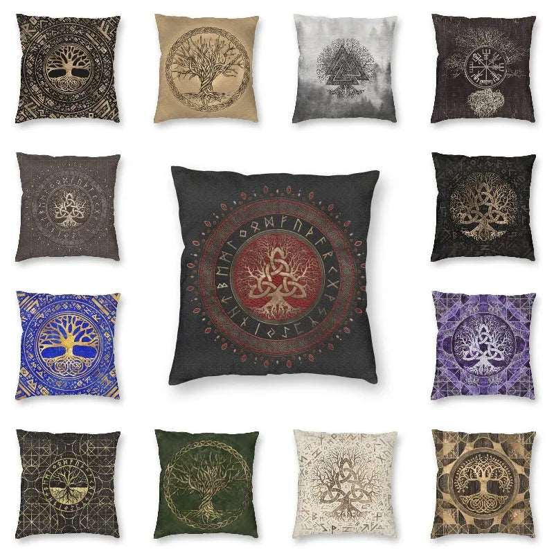 20 Housses de Coussin Arbre de Vie et Triquetra - Viking Héritage