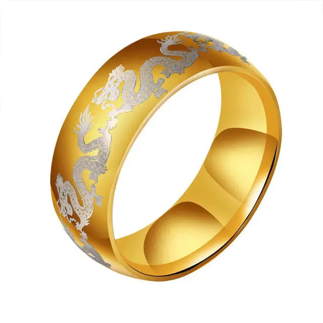 ANNEAU DRAGON IMPÉRIAL (ACIER) - Viking Héritage