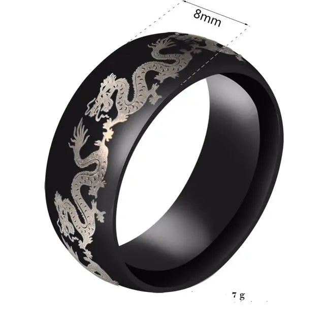 ANNEAU DRAGON IMPÉRIAL (ACIER) - Viking Héritage