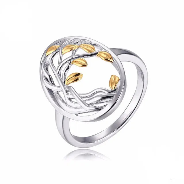 BAGUE ARBRE DE VIE FLEUR DORÉ (ARGENT) - Viking Héritage