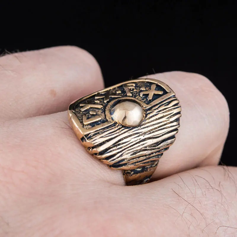 BAGUE BOUCLIER VIKING (BRONZE MASSIF) - Viking Héritage