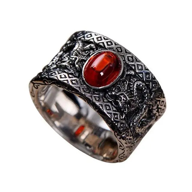 BAGUE COEUR DU DRAGON (ARGENT) - Viking Héritage