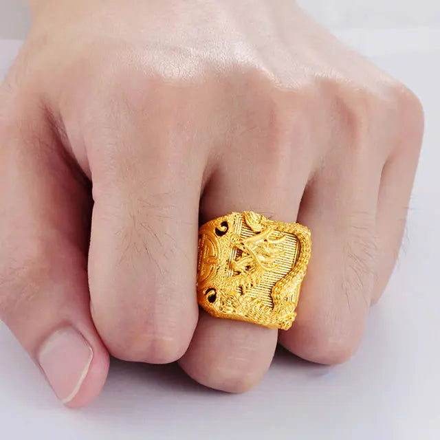 BAGUE DRAGON D'OR (ACIER) - Viking Héritage