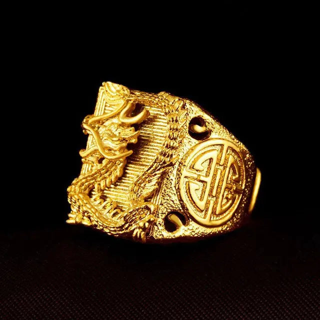 BAGUE DRAGON D'OR (ACIER) - Viking Héritage