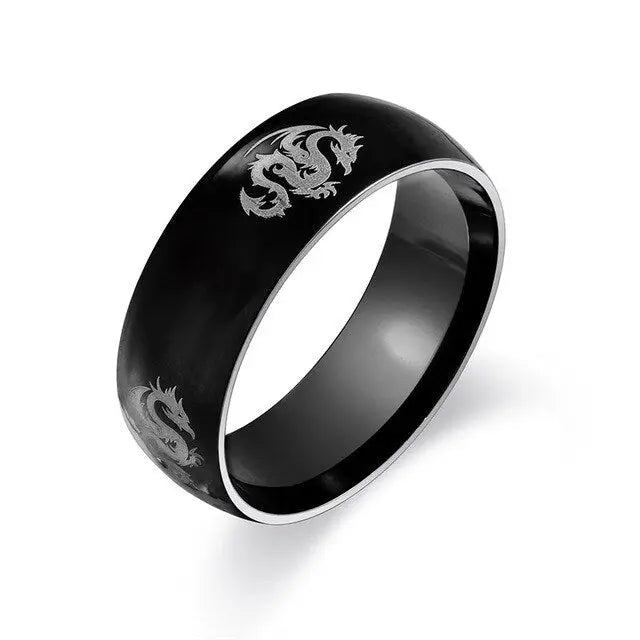 BAGUE DRAGON NOIR (ACIER) - Viking Héritage