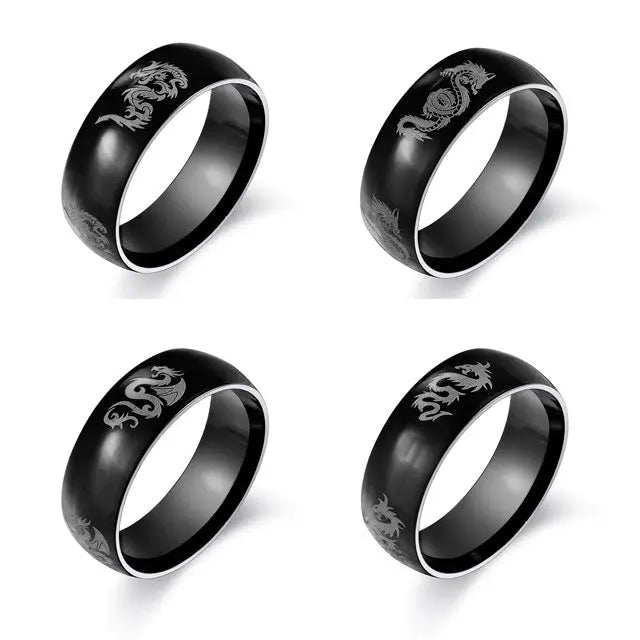BAGUE DRAGON NOIR (ACIER) - Viking Héritage
