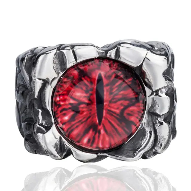 BAGUE DRAGON OEIL DE JǪRMUNGANDR (ACIER) - Viking Héritage