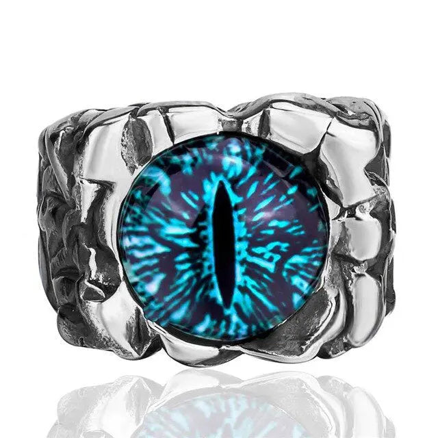 BAGUE DRAGON OEIL DE JǪRMUNGANDR (ACIER) - Viking Héritage