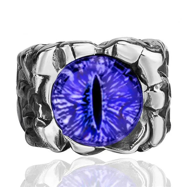 BAGUE DRAGON OEIL DE JǪRMUNGANDR (ACIER) - Viking Héritage