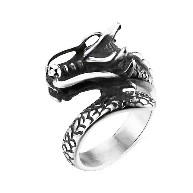 BAGUE DRAGON OUROBOROS (ACIER) - Viking Héritage