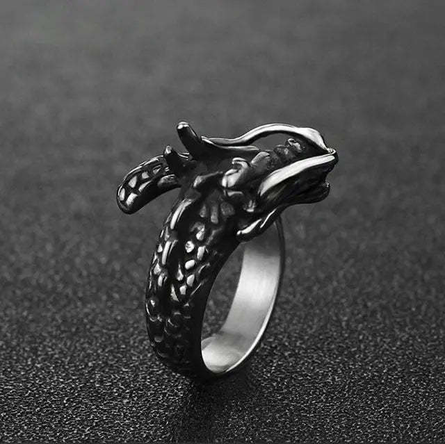 BAGUE DRAGON OUROBOROS (ACIER) - Viking Héritage