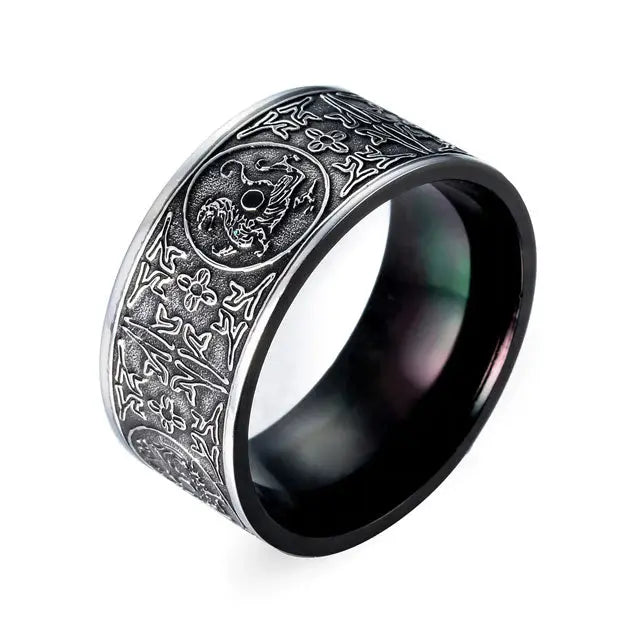 BAGUE DRAGON SACRÉ (ACIER) - Viking Héritage
