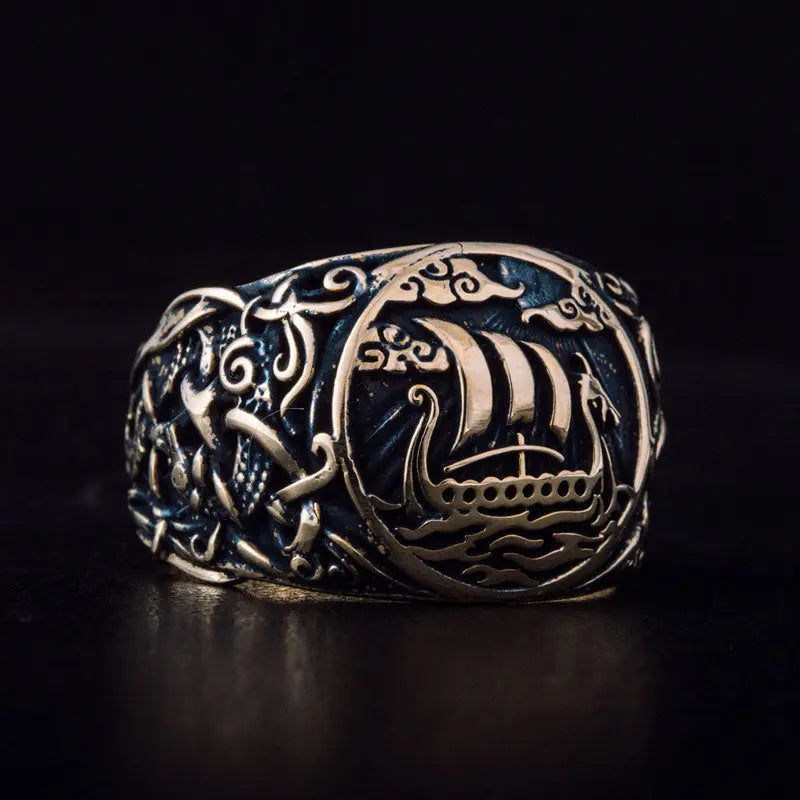BAGUE DRAKKAR (BRONZE MASSIF) - Viking Héritage