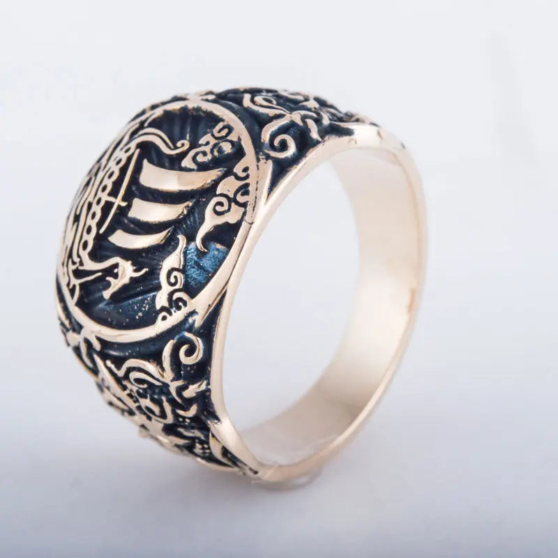 BAGUE DRAKKAR (BRONZE MASSIF) - Viking Héritage