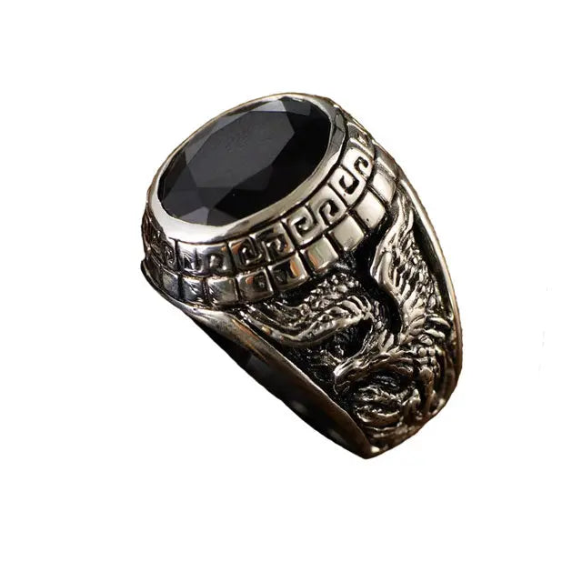 BAGUE ESPRIT DU DRAGON NOIR (ARGENT) - Viking Héritage
