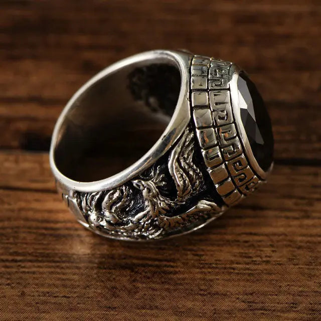 BAGUE ESPRIT DU DRAGON NOIR (ARGENT) - Viking Héritage