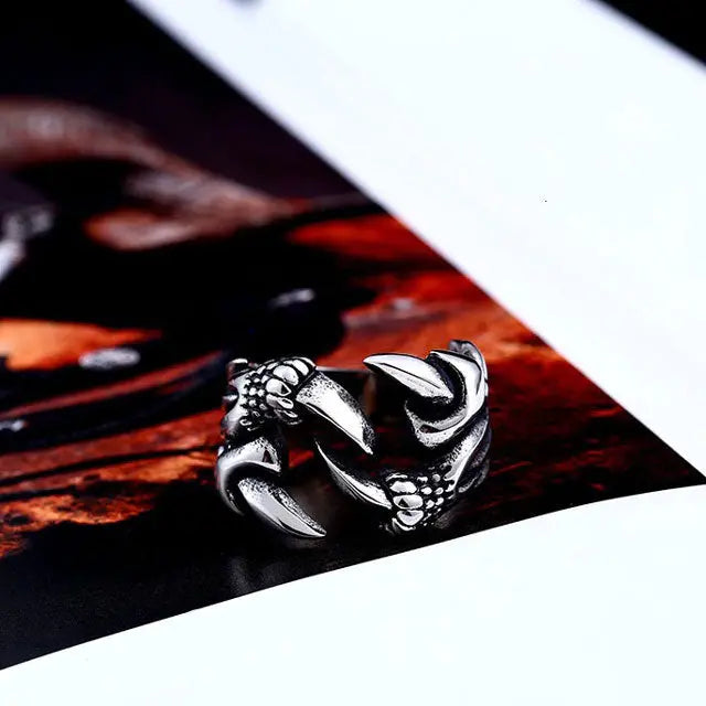 BAGUE GRIFFE DE JORMUNGANDR (ACIER) - Viking Héritage