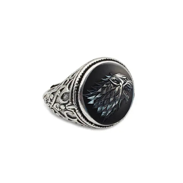 BAGUE LOUP STARK (Argent Antique) - Viking Héritage