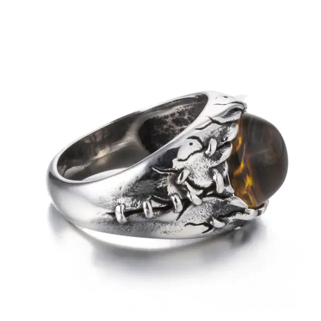 BAGUE OEIL DE DRAGON FAFNIR (ACIER) - Viking Héritage