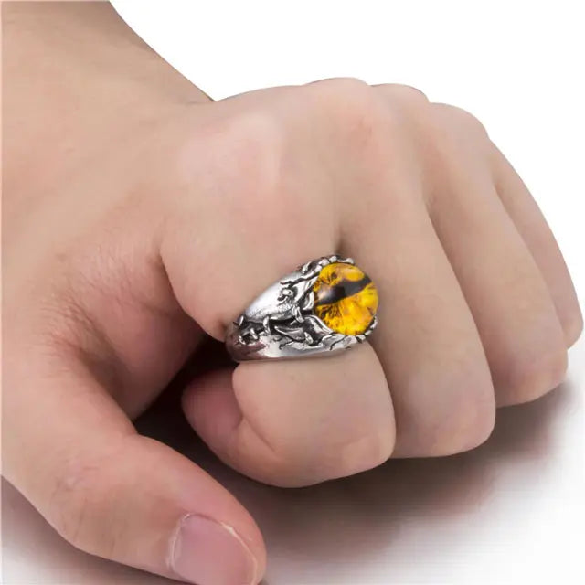 BAGUE OEIL DE DRAGON FAFNIR (ACIER) - Viking Héritage