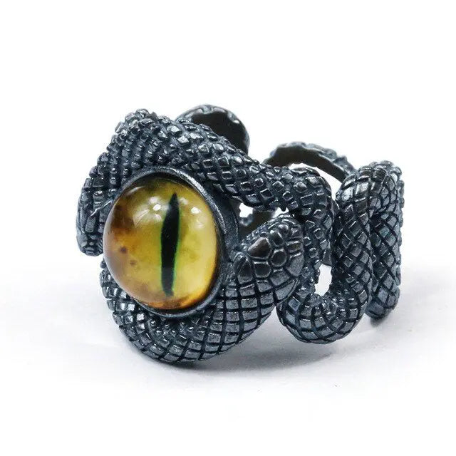 BAGUE OEIL DE SERPENT (ARGENT) - Viking Héritage