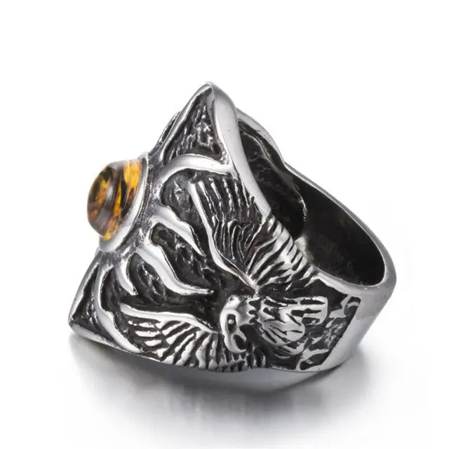 BAGUE OEIL DU DRAGON (ACIER) - Viking Héritage