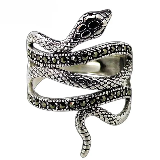BAGUE SERPENT DOMINANT (ARGENT) - Viking Héritage