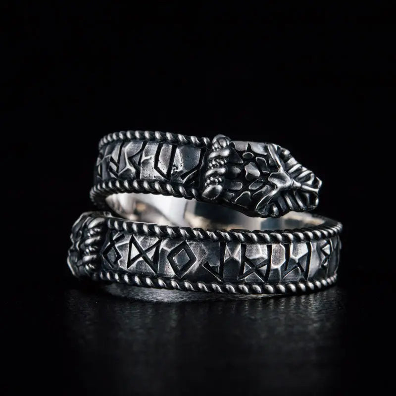 BAGUE SERPENT RAGNAROK (ARGENT) - Viking Héritage