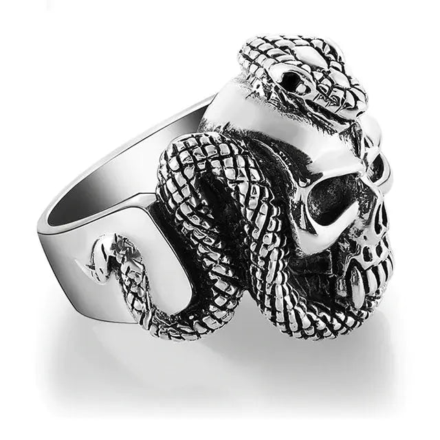 BAGUE SERPENT TÊTE DE SERPENT (ARGENT) - Viking Héritage