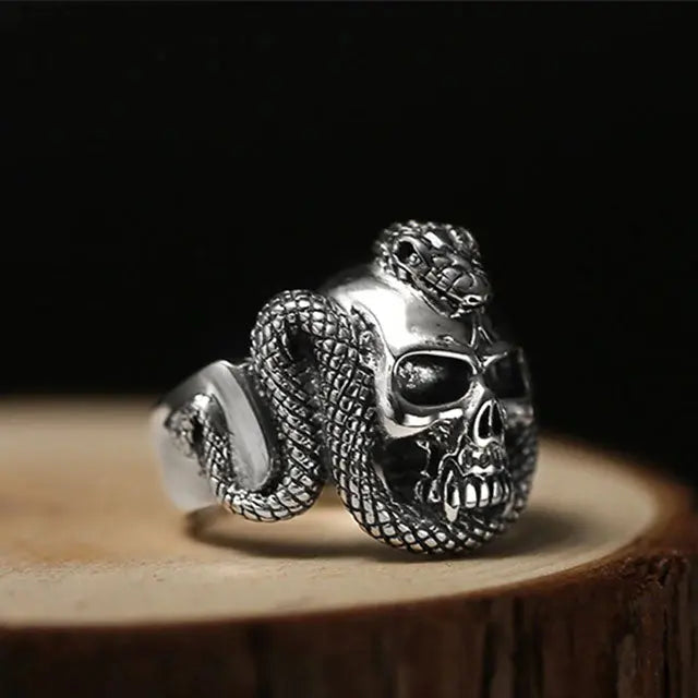 BAGUE SERPENT TÊTE DE SERPENT (ARGENT) - Viking Héritage