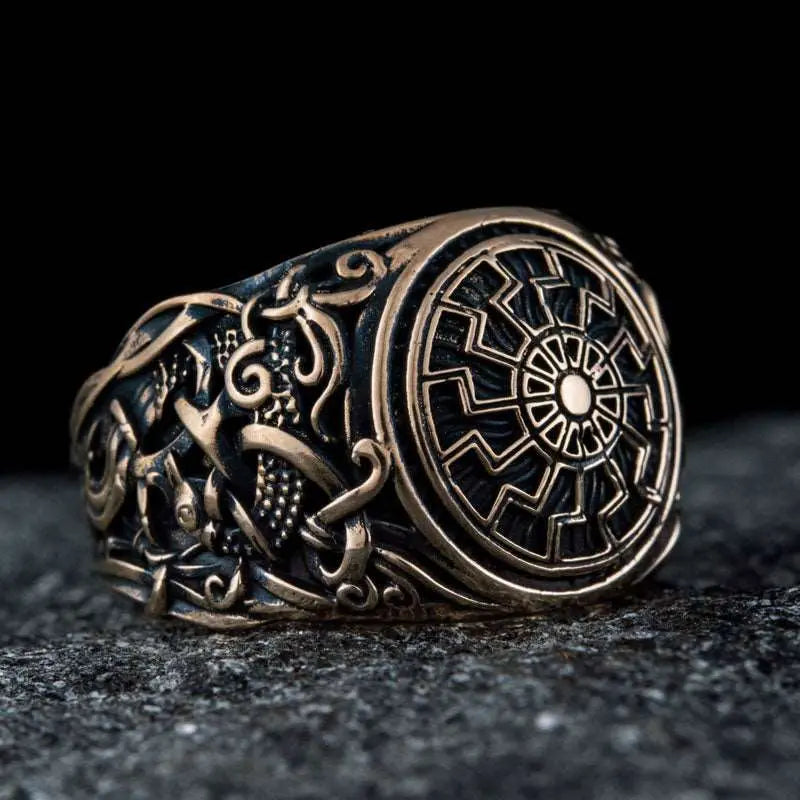 BAGUE SOLEIL NOIR (BRONZE MASSIF) - Viking Héritage